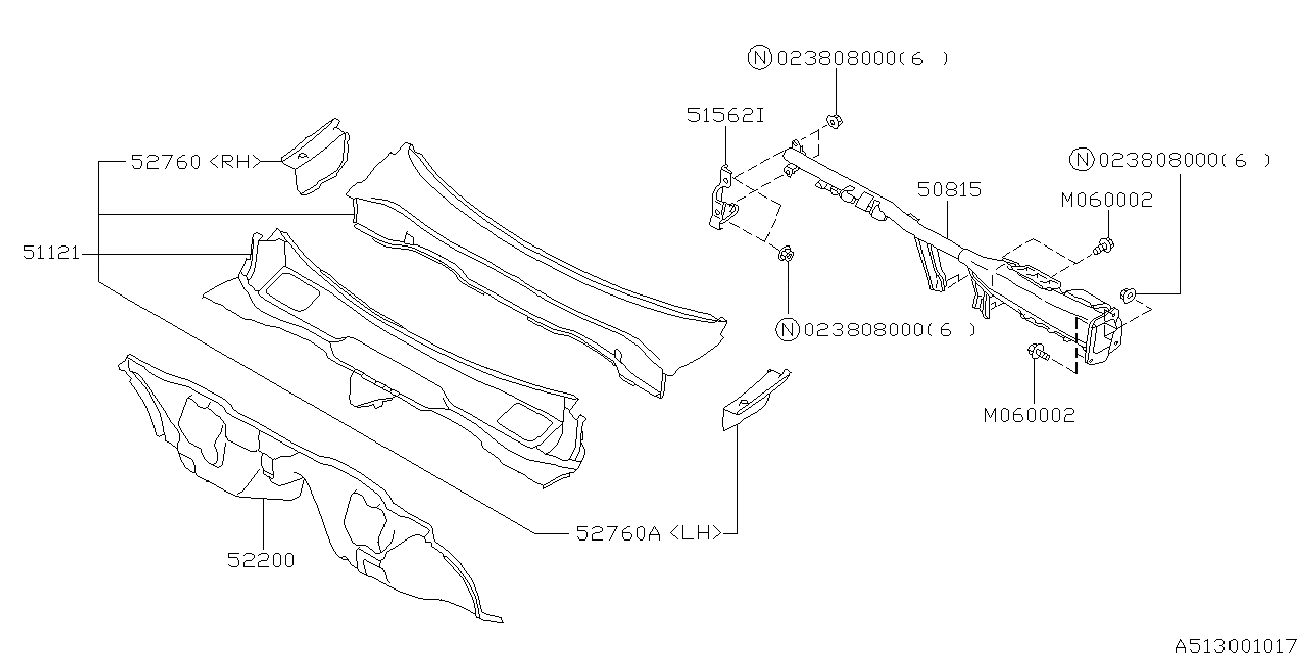 513_01 — TOE BOARD & FRONT PANEL & STEERING BEAM